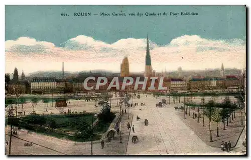 Cartes postales Rouen Place Carnot vue des Quais et du Pont Boieldieu