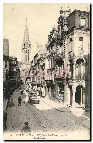 Cartes postales Caen Rue et l&#39Eglise Saint Pierre