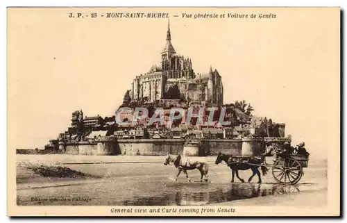 Ansichtskarte AK Mont Saint Michel Vue Generale et Voiture de Genets