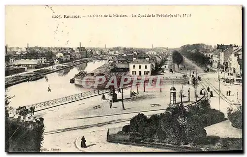 Cartes postales Rennes La Place de la Mission Le quai de prevalaye et le Mail