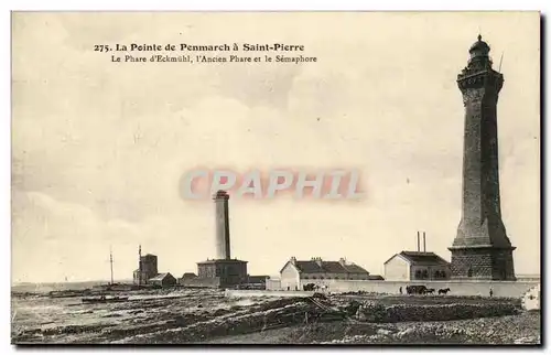 Ansichtskarte AK La Pointe de Penmarch a saint Pierre Le Phare d&#39Eckmuhl l&#39Ancien Phare et le Semaphore