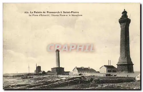 Cartes postales La Pointe de Penmarch a saint Pierre Le Phare d&#39Eckmuhl l&#39Ancien Phare et le Semaphore