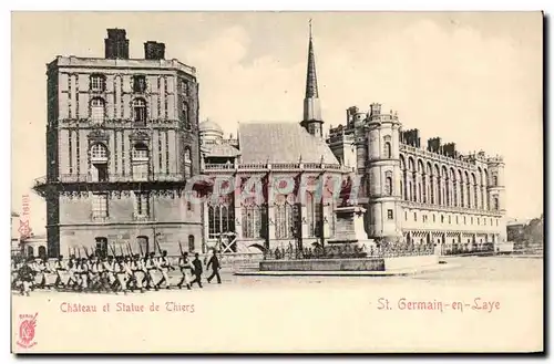 Cartes postales Saint Germain en Laye Chateau et Statue de Thiers Militaria