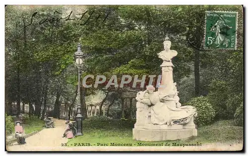 Cartes postales Paris Parc Monceau Monument de Maupassant