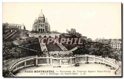 Ansichtskarte AK Paris Montmartre Panorama du Nouveau Square Saint Pierre Vers la Basilique du Sacre coeur