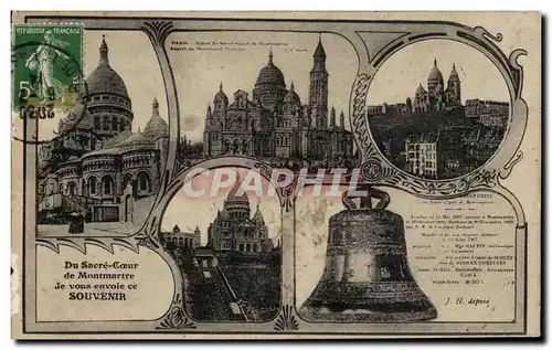 Cartes postales Paris Du Sacre Coeur De Montmartre Je Vour envoie ce Souvenir Cloche