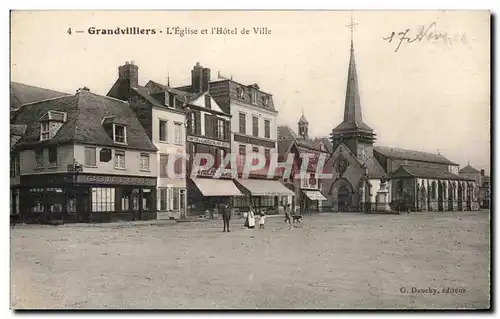 Cartes postales Grandvilliers L&#39Eglise et l&#39Hotel de Ville Coiffeur