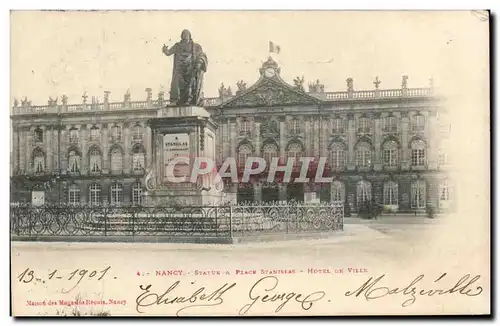 Cartes postales Nancy Statue a Place stanislas Hotel De Villr