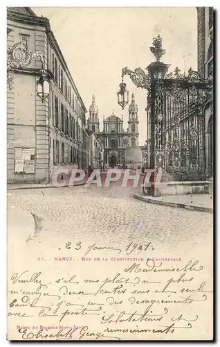 Cartes postales Nancy Rue De La Constitution et Cathedrale