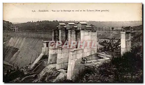 Cartes postales Eguzon Vue Sur Le Barrage en Aval Et Les Ecluses