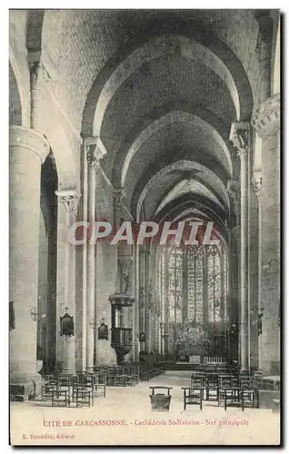 Ansichtskarte AK Cite De Carcassonne Cathedrale St Nazaire Nef principale