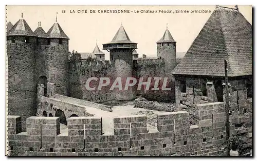 Ansichtskarte AK La Cite De Carcassonne Le Chateau Feodal Entree Principale