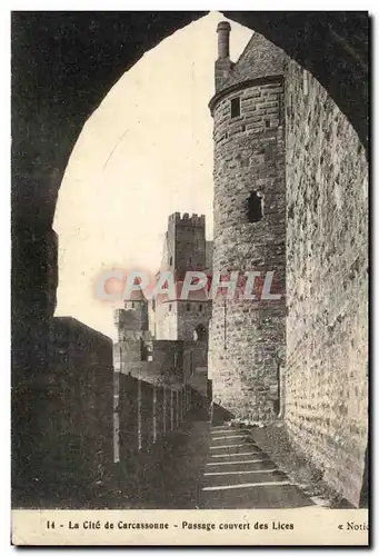 Cartes postales La Cite de Carcassonne Passage couvert des Lices