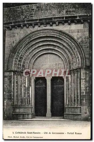 Cartes postales Cathedrale Saint Nazaire Cite de Carcassonne Portail Roman