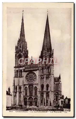 Cartes postales Chartres La Cathedrale La Facade