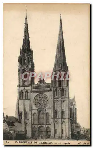 Cartes postales Cathedrale De Chartres La Facade