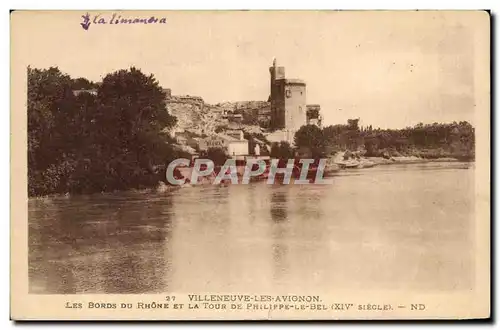 Cartes postales Villeneuve les Avignon Les bords du Rhone et la tour de Philippe le bel