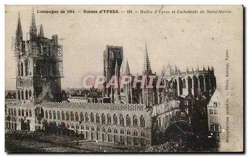 Cartes postales Campagne de Ruines d'Ypres Halles Saint Marlin