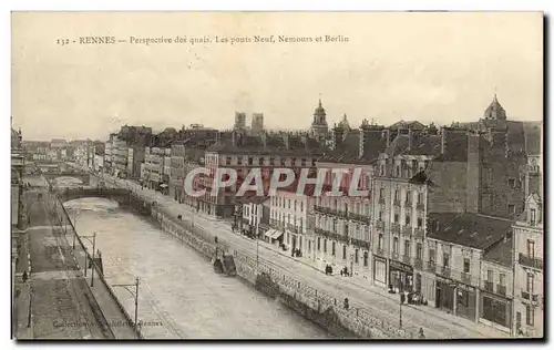 Cartes postales Rennes perspective des quais Les ponts Neuf Nemours et Berlin