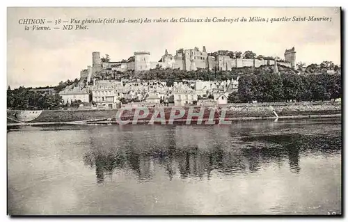 Ansichtskarte AK Chinon Vue generale des ruines des Chiteaux du Coudray et du Milieu quartier Saint Maurice