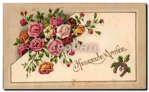 Cartes postales Fantaisie Fleurs Heureuse annee