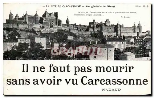 Cartes postales La Cite De Carcassonne Vue Generale de I&#39Ouest