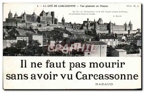 Cartes postales La Cite De Carcassonne Vue Generale de I'Ouest