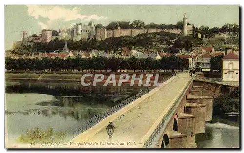 Cartes postales Chinon Vue generale du chateau et le pont