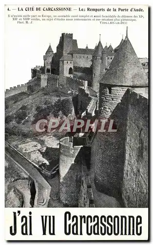 Cartes postales La Cite De Carcassonne Les Remparts de la Porte d&#39Aude