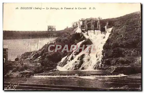 Cartes postales Eguzon Le Barrage la Vanne et la Cascade
