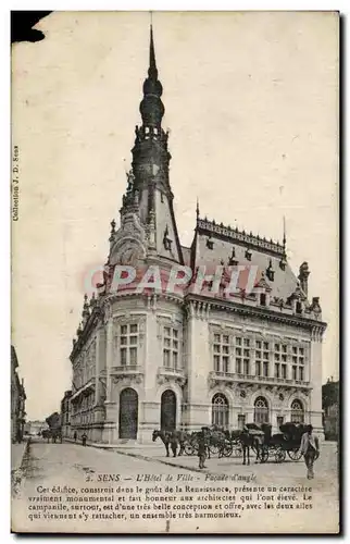 Cartes postales Sens Hotel de Ville Facade d'angle