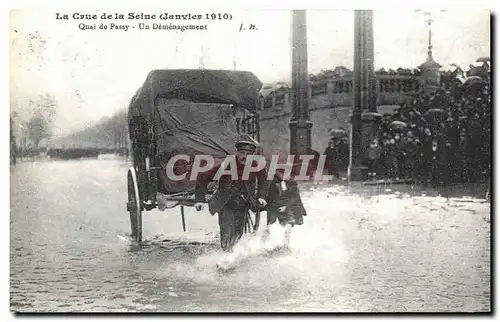 REPRO La Crue de la Seine Quai de Passy Un Demenagement 1910 Paris