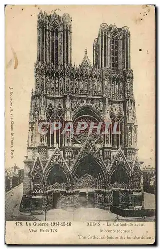 Cartes postales Reims La Cathedrale avant Vise Paris