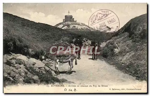 Cartes postales Auvergne Arrivee Au Sommet du Puy de Dome Ane Donkey