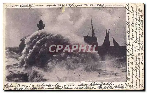 Cartes postales Tempete Bateau Phare