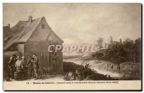 Cartes postales Musee du Louvre cabaret pres d&#39une Riviere David Teniers