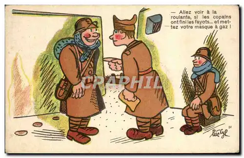 Cartes postales Allez Voir a la roulante Si Les Copains ont Fini les Fayots Militaria