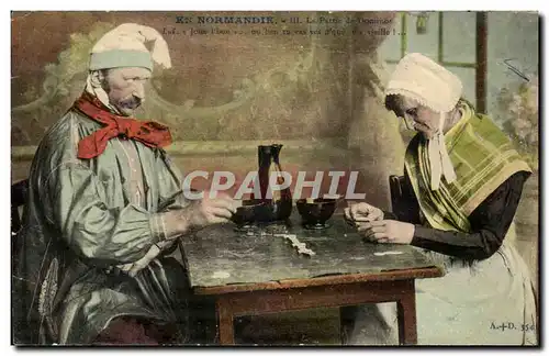 Cartes postales En Normandie la partie de dominos Folklore