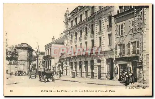 Cartes postales Nevers La Poste Cercle Des Officiers Et Porte De Paris