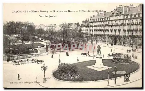 Ansichtskarte AK Dijon Place Darcy Statue De Rude Hotel De La Cloche