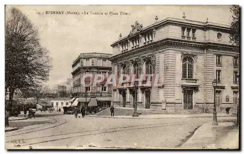 Ansichtskarte AK Epernay Le Theatre et Place Thiers