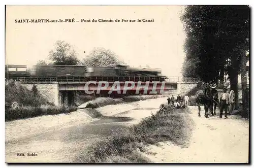 Ansichtskarte AK Saint Martin sur le Pre Pont du cheminde fer sur le canal Train