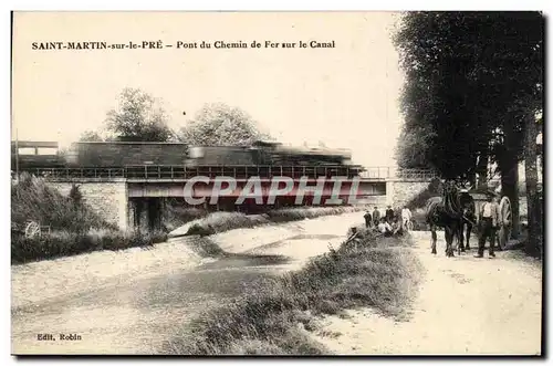 Cartes postales Saint Martin sur le Pre Pont du cheminde fer sur le canal Train