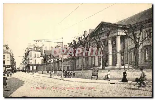 Ansichtskarte AK Reims Palais de Justice et Rue Carnot