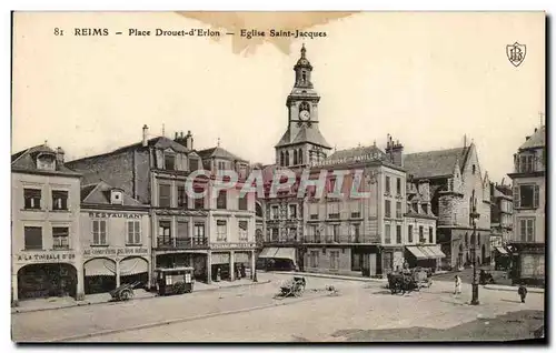 Cartes postales Reims Place Drouet d'Erlon Eglise Saint Jacques