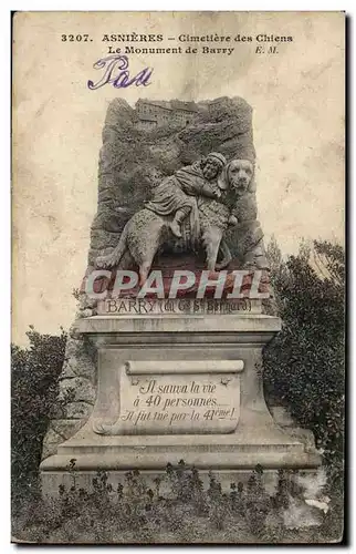 Ansichtskarte AK Asnieres Cimetiere des Chiens Le Monument de Barry