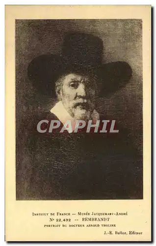 Cartes postales Institut De France Musee Jacquemart Andre Rembrandt Portrait Du Docteur arnold Tholinx