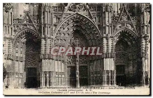 Cartes postales Tours La Cathedrale St Gaiten Les Portes d&#39entree St Gatien Cathedral