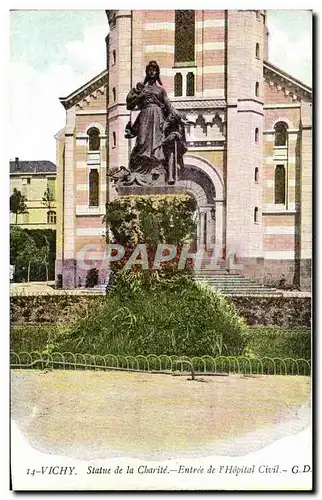 Cartes postales Vichy Statue de la Charitte Entree de L&#39Hopital Civil