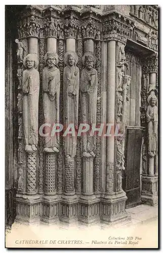 Cartes postales Cathedrale De Chartres Pilastres du Portail Royal